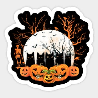 Black Cats and Jack O Lanterns Halloween Funny Sticker